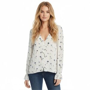 Joie NWT Size Small White and Blue Floral Blouse